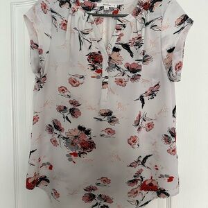 Ann Taylor Floral Blouse - White and Red